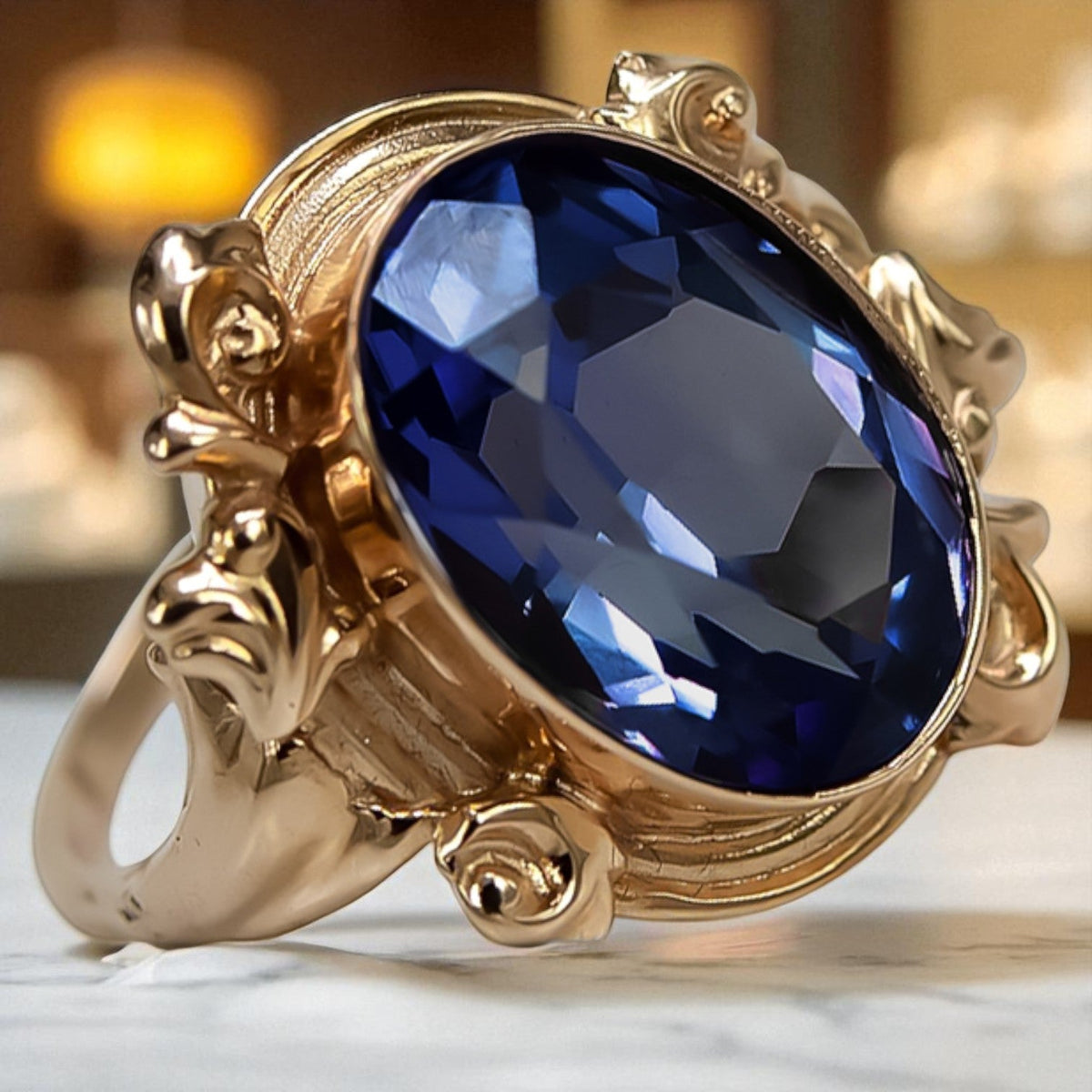 Vintage Sapphire Ring in 14K Rose Gold (vrc100r-sp)