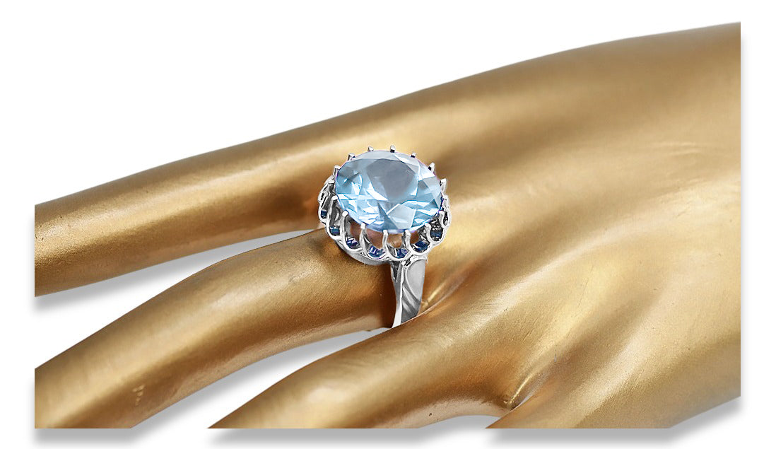 Vintage Aquamarine Craft Ring in Sterling Silver (vrc035s-aq)