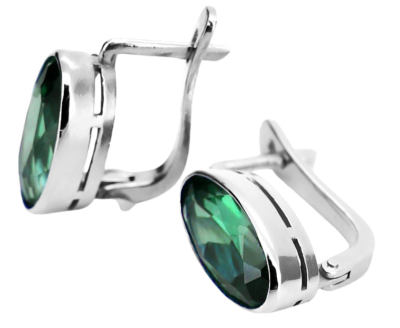 Vintage Emerald Earrings in Sterling Silver (vec001s-em) — close-up of the hallmark on the inner band