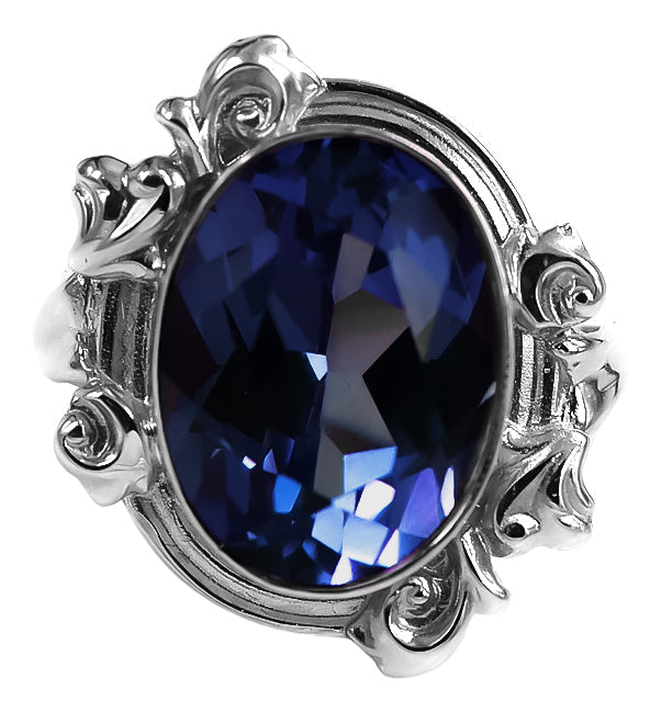 Vintage Sapphire Craft Ring in Sterling Silver (vrc100s-sp) — close-up of the stone and setting