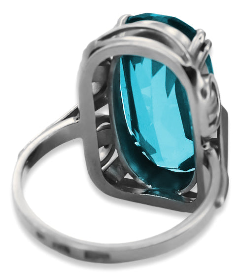 Vintage Aquamarine Ring in Sterling Silver (vrc038s-aq) — close-up of the hallmark on the inner band
