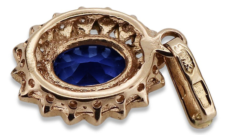 Vintage Sapphire Pendant in 14K Rose Gold (vpc018r-sp) — close-up of the hallmark on the inner band
