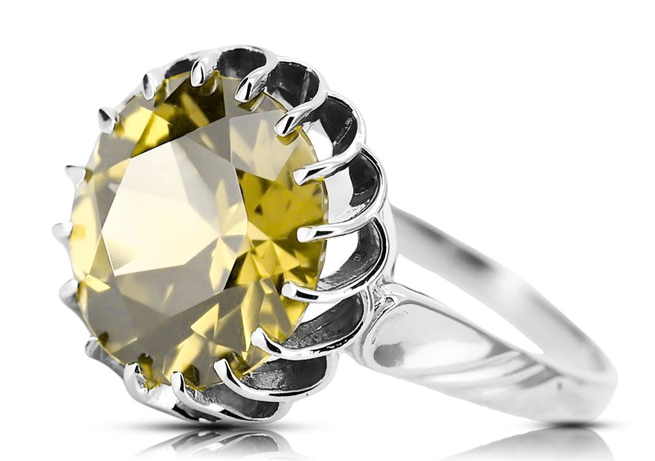 Vintage Yellow Peridot Ring in Sterling Silver (vrc035s-yp) — close-up of the hallmark on the inner band