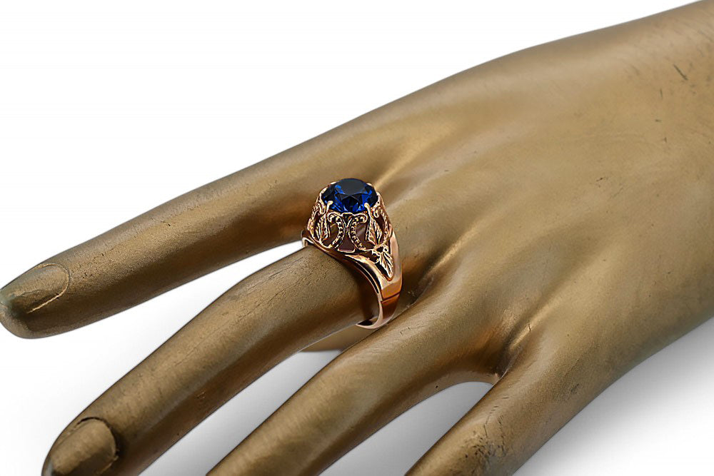 Vintage Sapphire Ring in 14K Rose Gold (vrc080r-sp) — full view of the piece