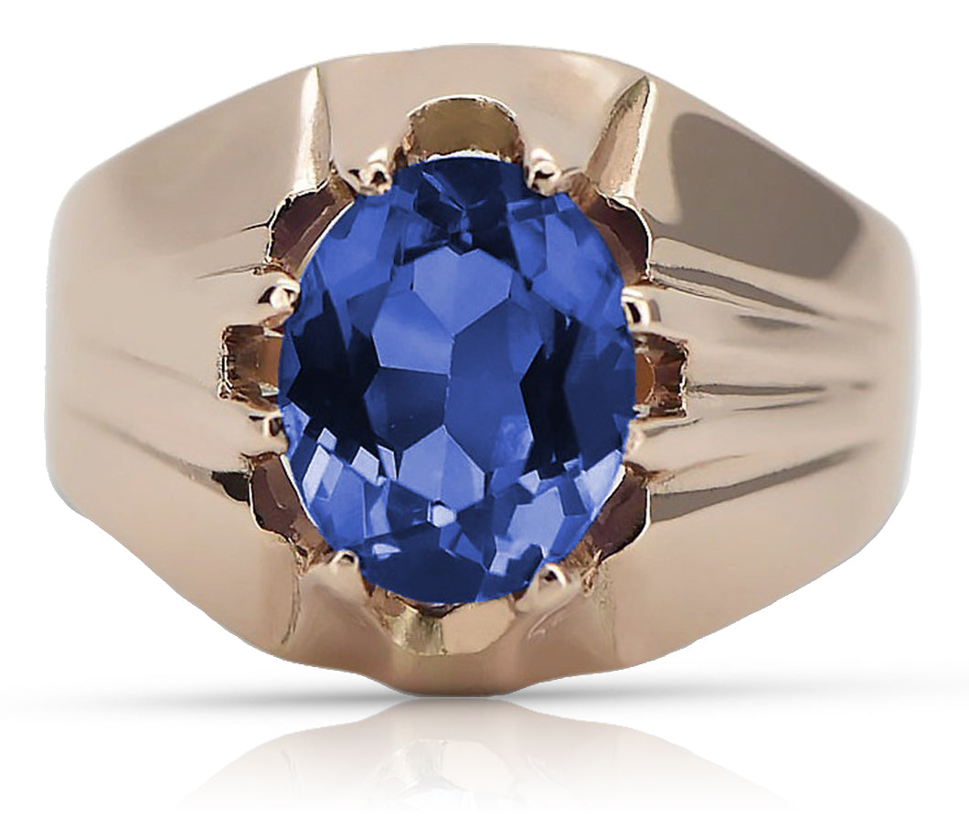 Vintage Sapphire Saphire Ring in 14K Rose Gold (vrc016r-sp) — full view of the piece