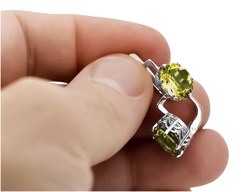 Vintage Yellow Peridot Ring Earrings in Sterling Silver (vec003s-yp) — close-up of the hallmark on the inner band
