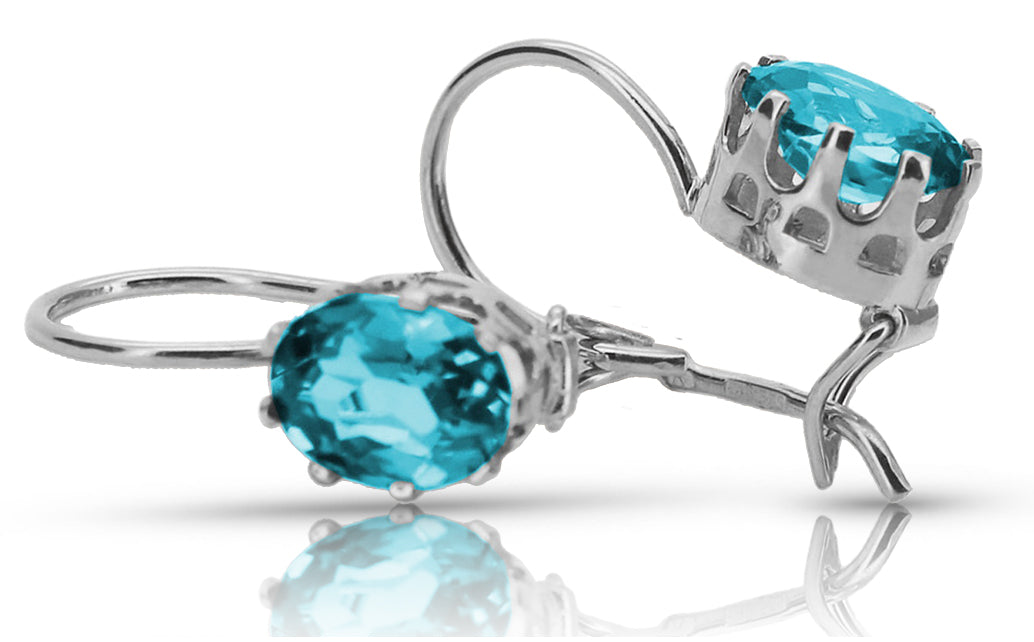Vintage Aquamarine Earrings in Sterling Silver (vec196s-aq)