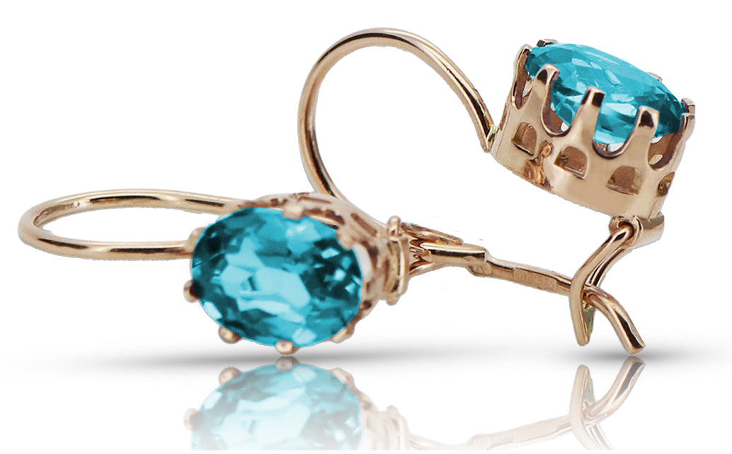 Vintage Aquamarine Earrings in 14K Rose Gold (vec196r-aq) — full view of the piece
