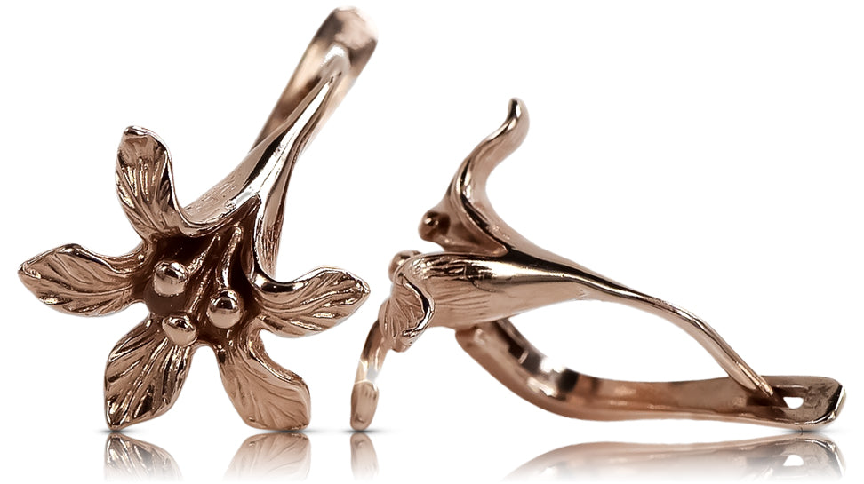 Vintage Flower Earrings in Rose Gold-Plated Sterling Silver (ven222rp) — view 4