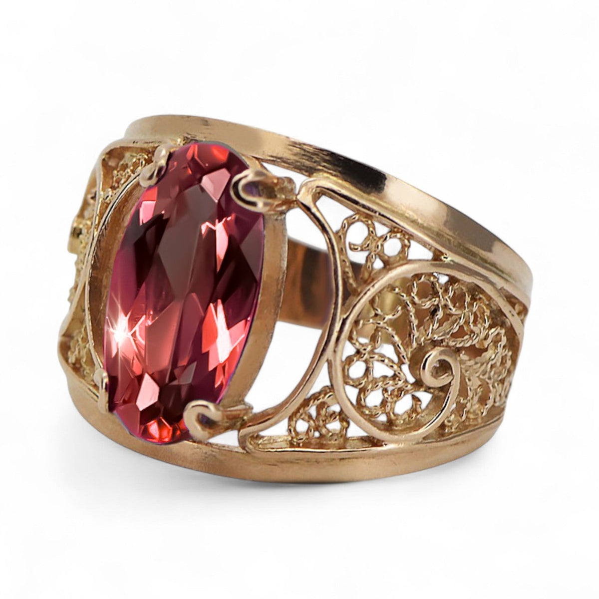 Vintage Ruby Ring in 14K Rose Gold (vrc057r-rb) — full view of the piece