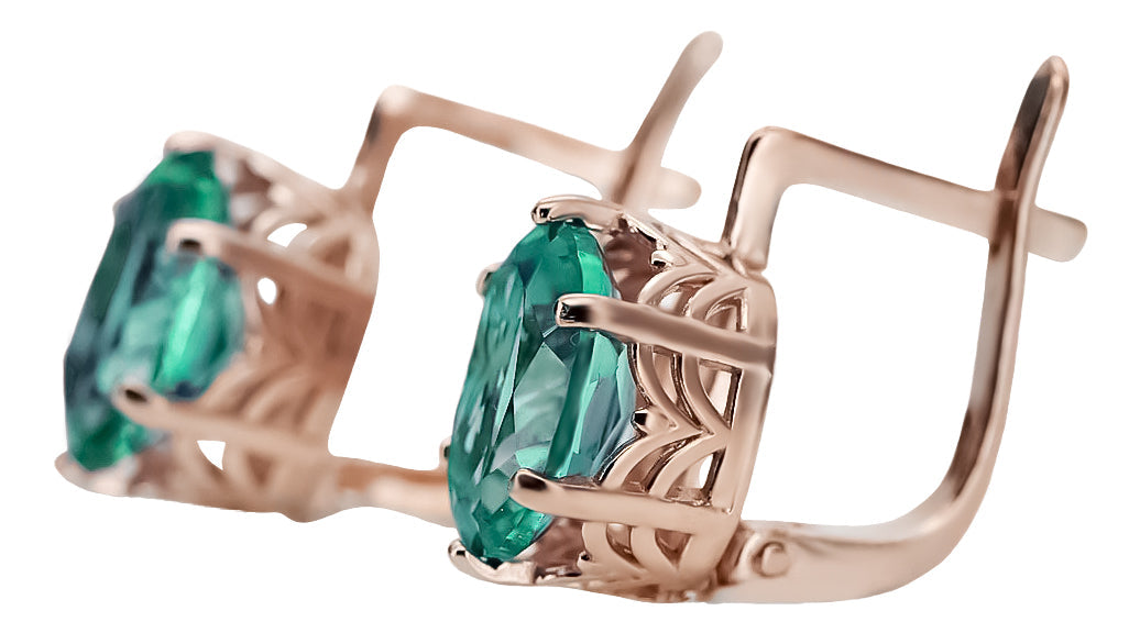 Vintage Emerald Earrings in 14K Rose Gold (vec003r-em) — detail of the metal texture