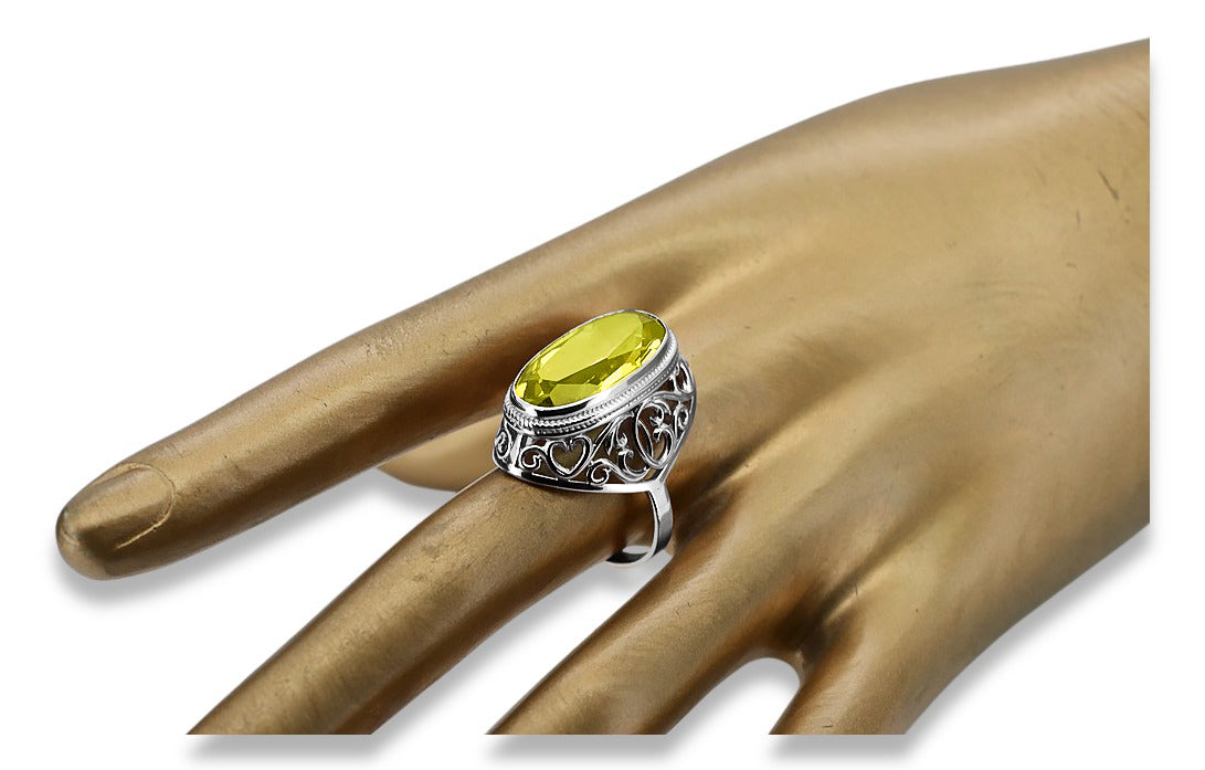 Vintage Peridot Ring in Sterling Silver (vrc184s-yp) — close-up of the hallmark on the inner band
