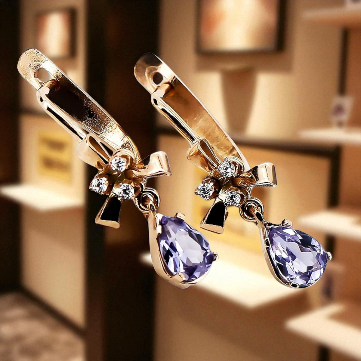 Vintage Alexandrite Earrings in 14K Rose Gold (vec045r-ax)
