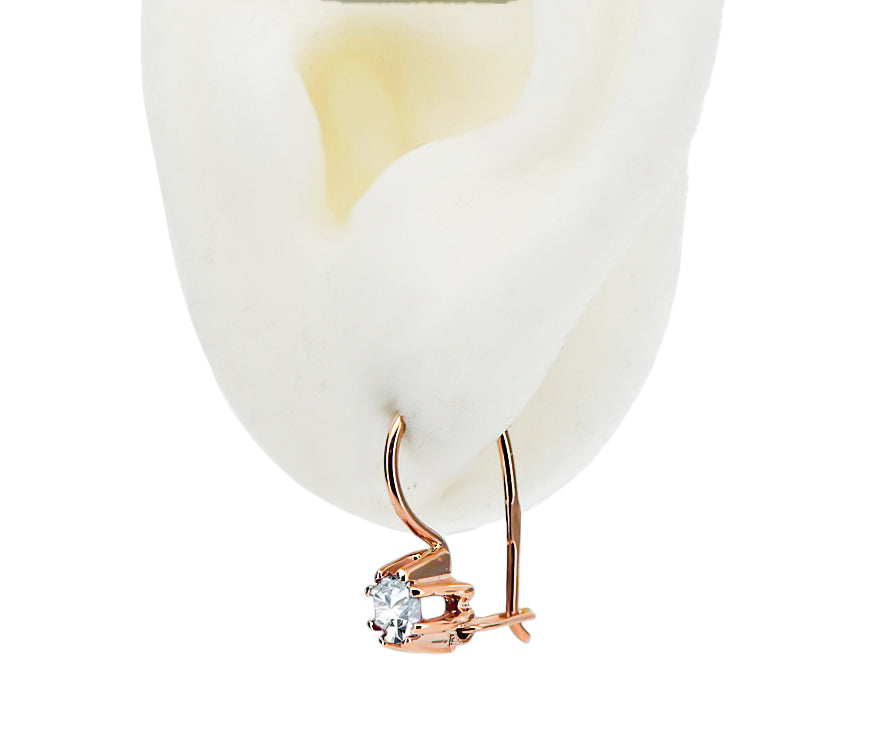 Vintage Zircon Craft Earrings in 14K Rose Gold (vec053r-zi) — full view of the piece