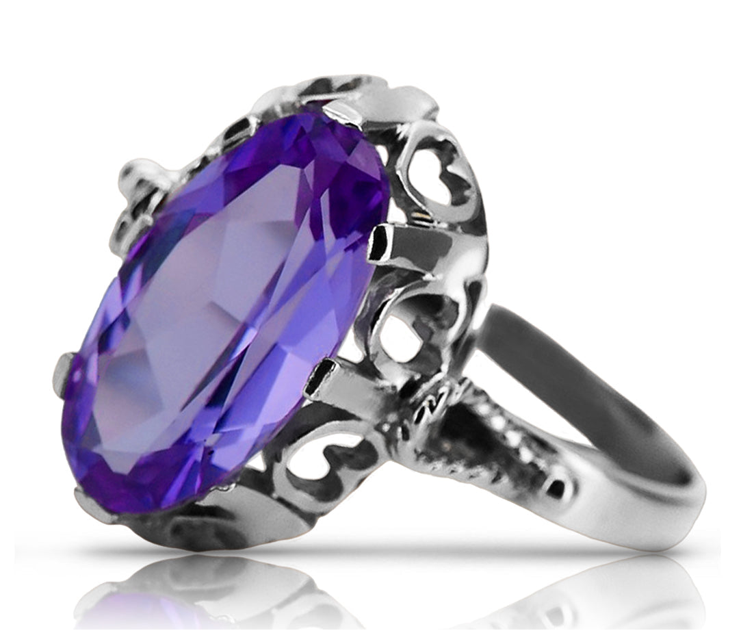 Vintage Alexandrite Ring in Sterling Silver (vrc134s-ax) — full view of the piece