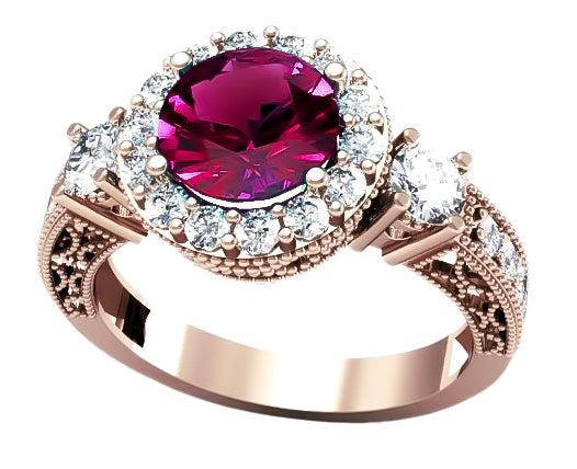 Vintage Ruby Ring in 14K Rose Gold (crc003r-rb) — full view of the piece