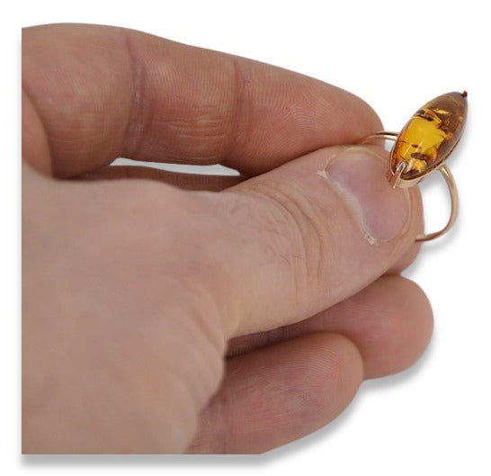 Vintage Amber Ring in 14K Rose Gold (vrab002) — full view of the piece
