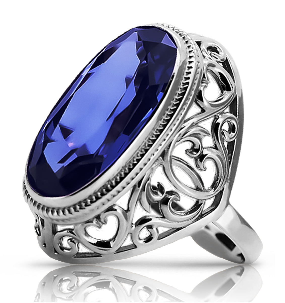 Vintage Sapphire Ring in Sterling Silver (vrc184s-sp)