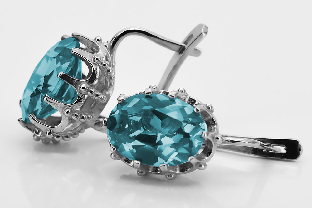 Vintage Aquamarine Earrings in Sterling Silver (vec079s-aq) — back view with the clasp