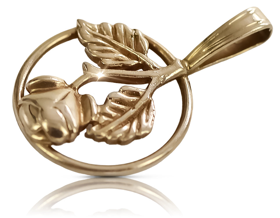 Vintage Rose Pendant in 14K Rose Gold (vpn050) — view 5