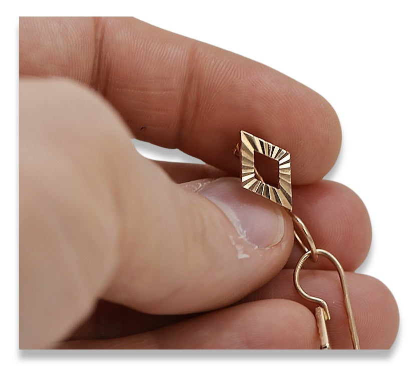 Vintage Square Earrings in 14K Rose Gold (ven144) — view 3
