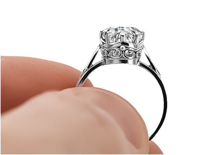 Vintage Zircon Ring in Sterling Silver (vrc366s-zi) — close-up of the hallmark on the inner band