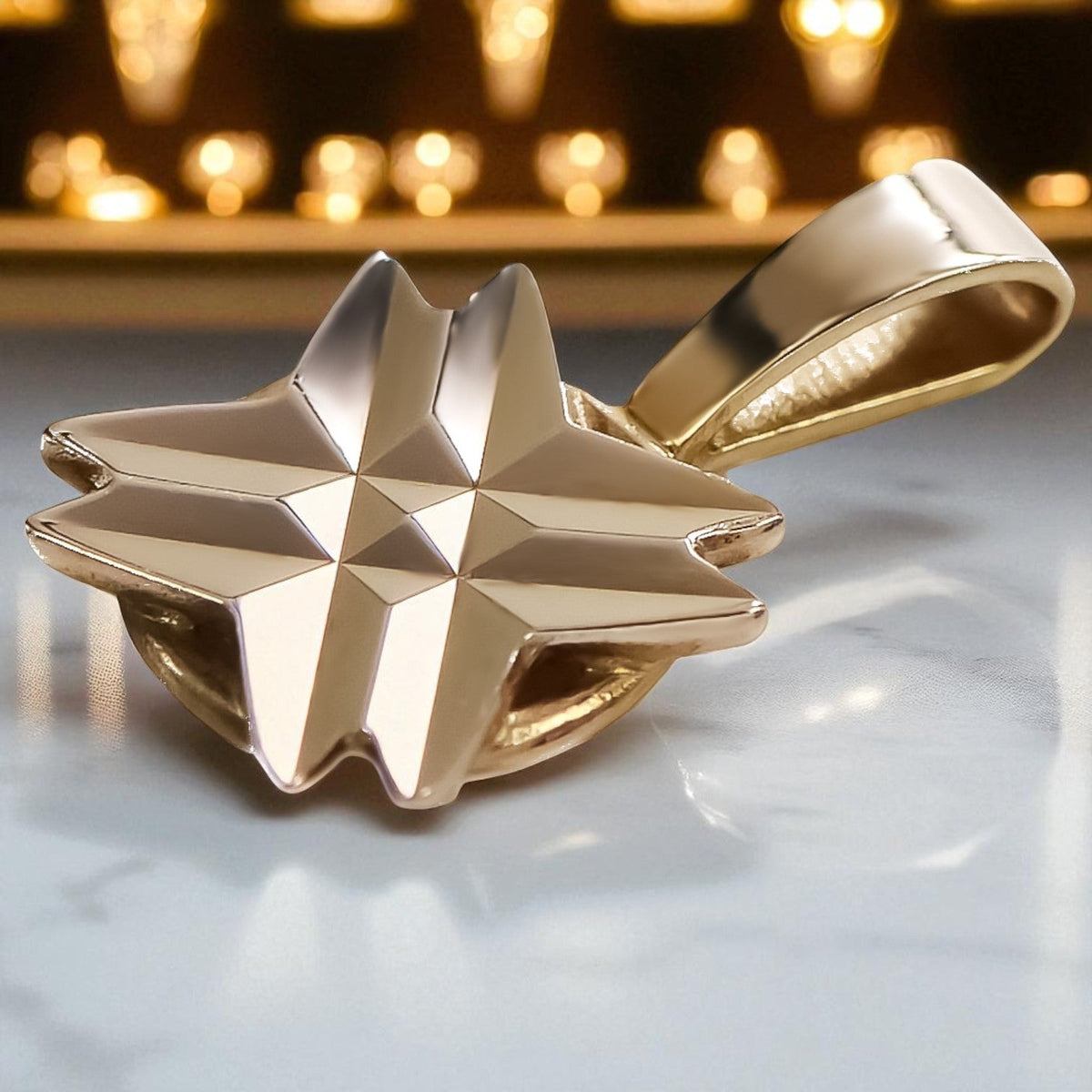 Vintage Star Pendant in 14K Rose Gold (vpn093)
