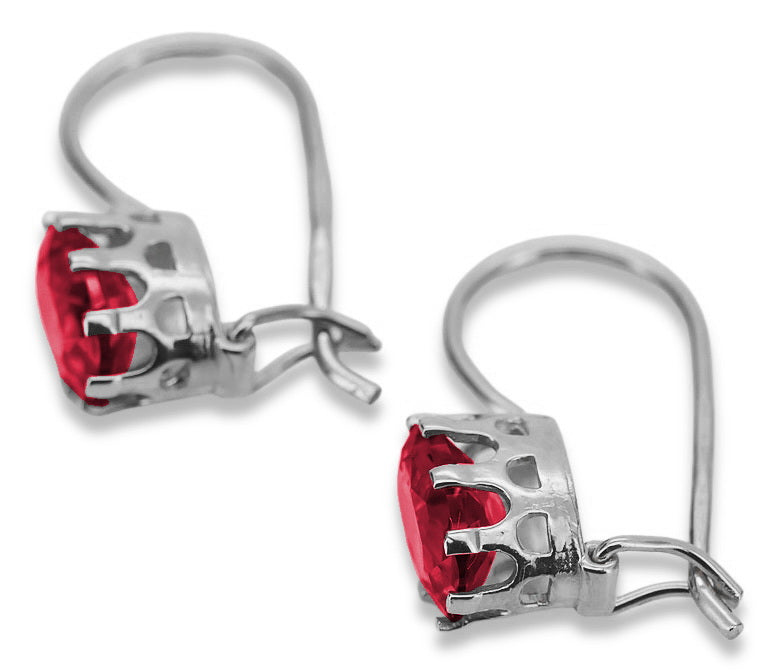 Vintage Ruby Earrings in Sterling Silver (vec196s-rb) — full view of the piece