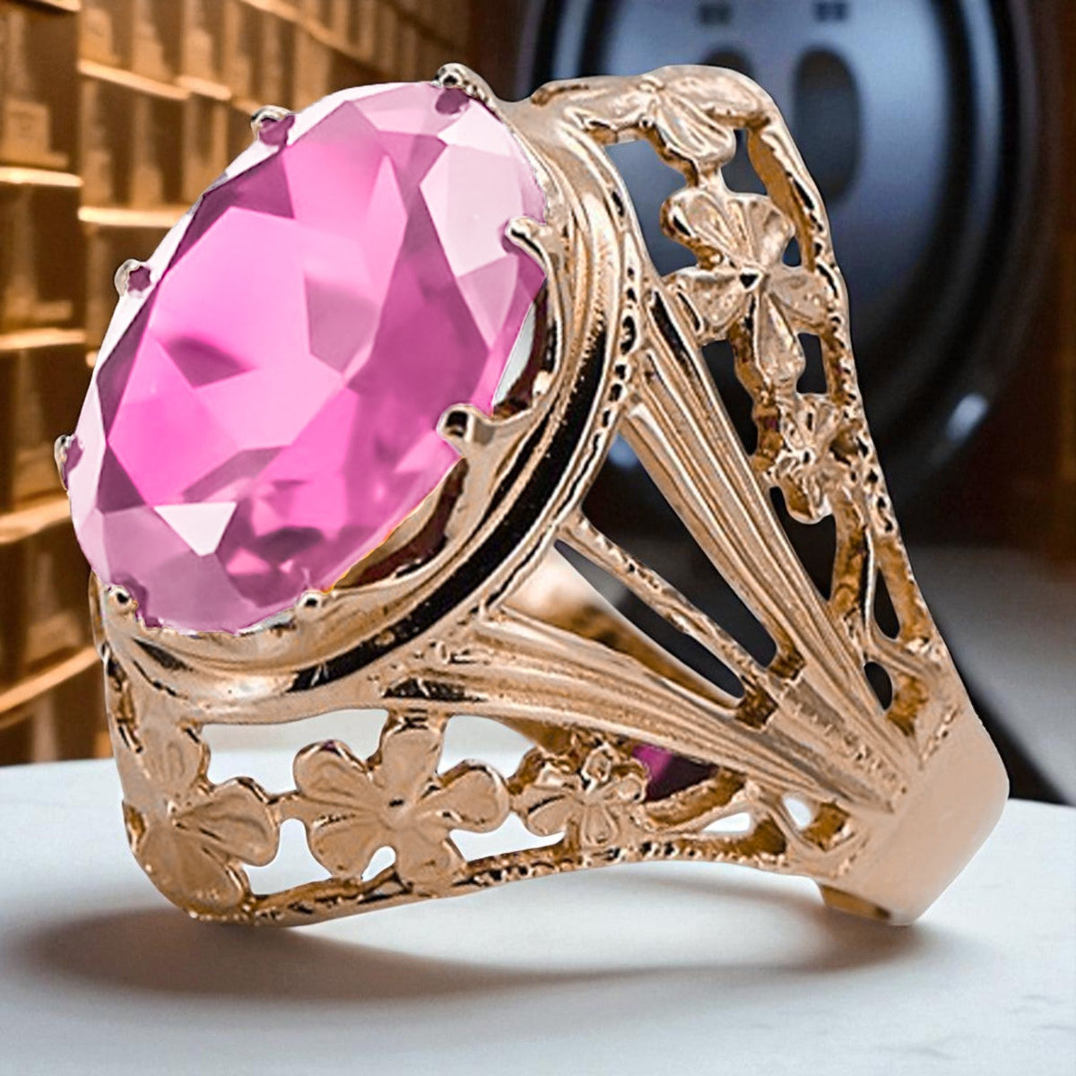 Vintage Amethyst Ring in 14K Rose Gold (vrc031r-am)