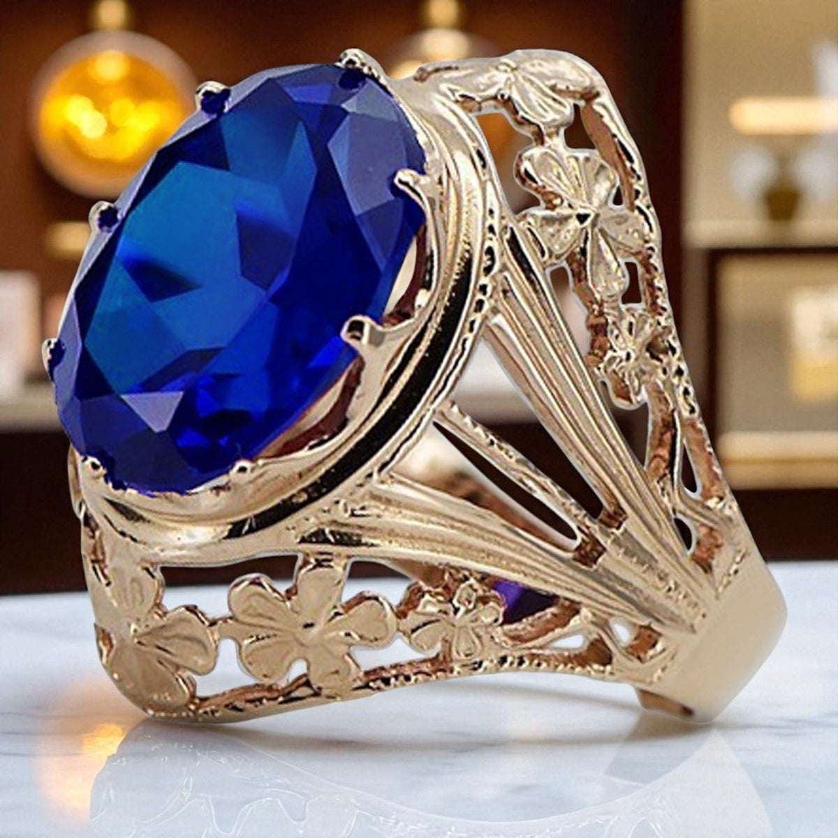 Vintage Sapphire Ring in 14K Rose Gold (vrc031r-sp)