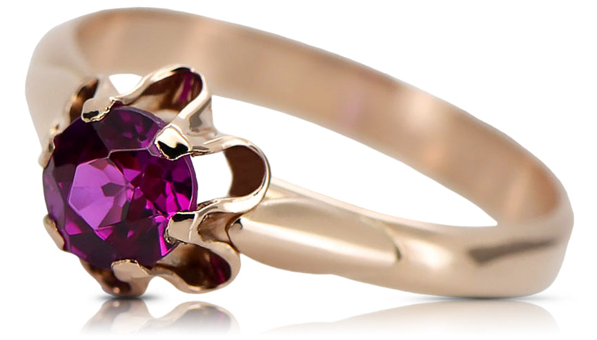 Vintage Ruby Ring in 14K Rose Gold (vrc094r-rb) — side view showing the setting