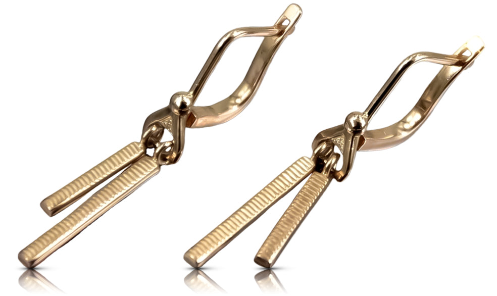 Vintage Hanging Earrings in 14K Rose Gold (ven234) — full view of the piece