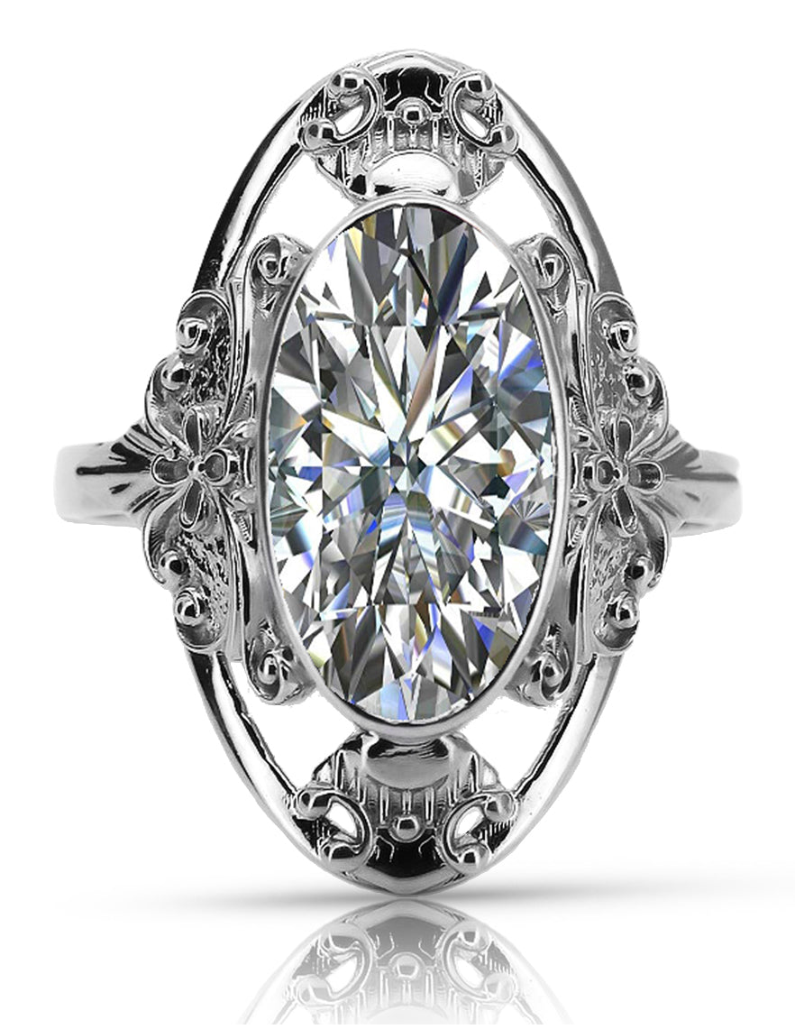 Vintage Zircon Cubic Ring in Sterling Silver (vrc014s-zi) — close-up of the stone and setting