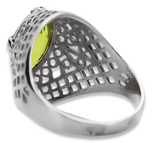 Vintage Yellow Peridot Ring in Sterling Silver (vrc030s-yp) — close-up of the hallmark on the inner band