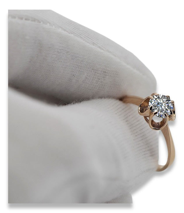 Vintage Zircon Ring in 14K Rose Gold (vrc348r-zi) — close-up of the stone and setting
