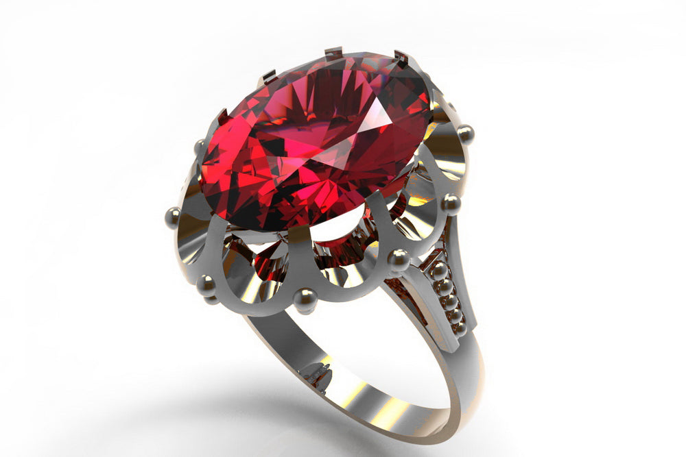Vintage Ruby Ring in Sterling Silver (vrc079s-rb) — back view with the clasp