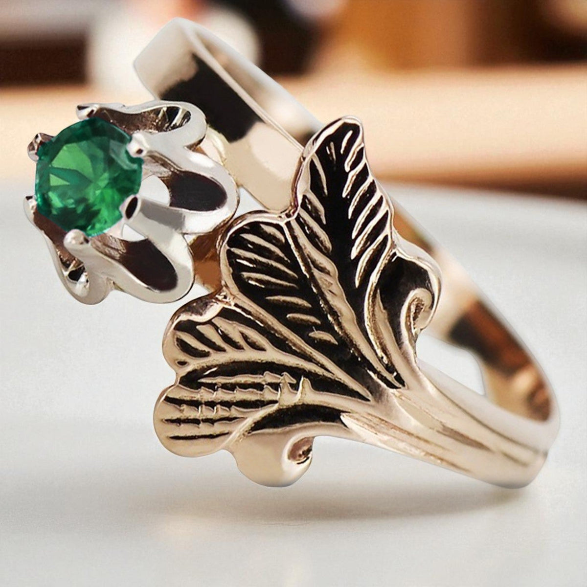 Vintage Emerald Ring in 14K Rose Gold (vrc169r-em)