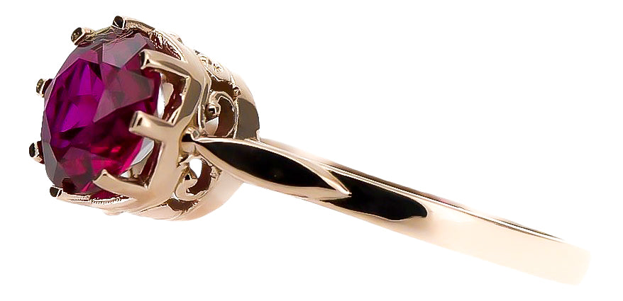 Vintage Ruby Ring in 14K Rose Gold (vrc366r-rb) — full view of the piece