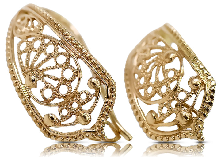 Vintage Flower Earrings in 14K Rose Gold (ven179) — view 2