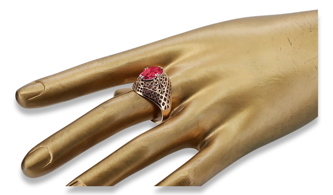 Vintage Ruby Ring in 14K Rose Gold (vrc030r-rb) — back view with the clasp