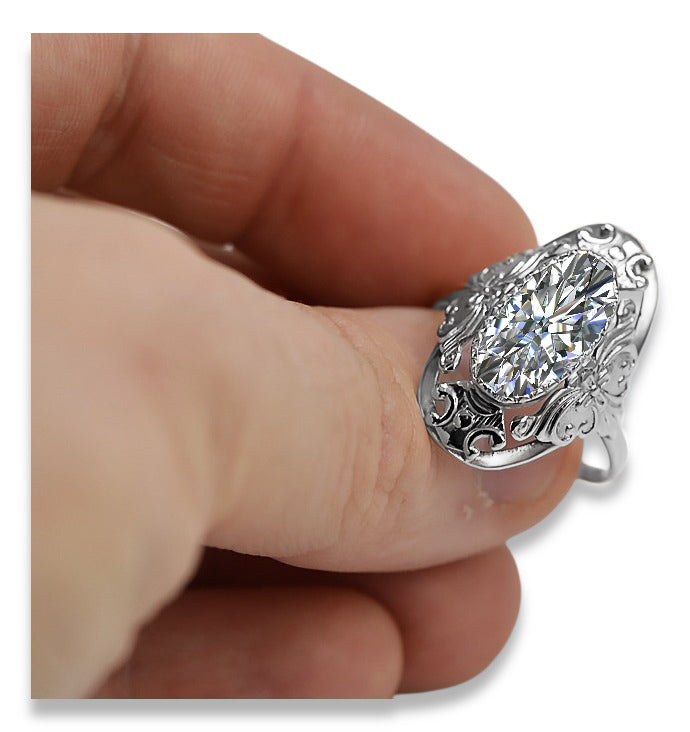 Vintage Zircon Cubic Ring in Sterling Silver (vrc014s-zi) — full view of the piece