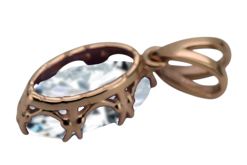 Vintage Zircon Pendant in 14K Rose Gold (vpc019r-zi) — side view showing the setting