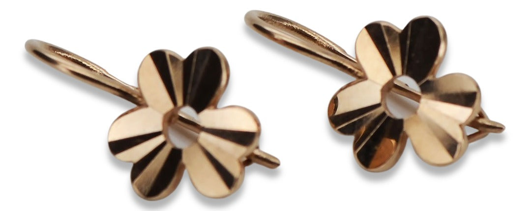 Vintage Leaf Earrings in 14K Rose Gold (ven120) — view 6