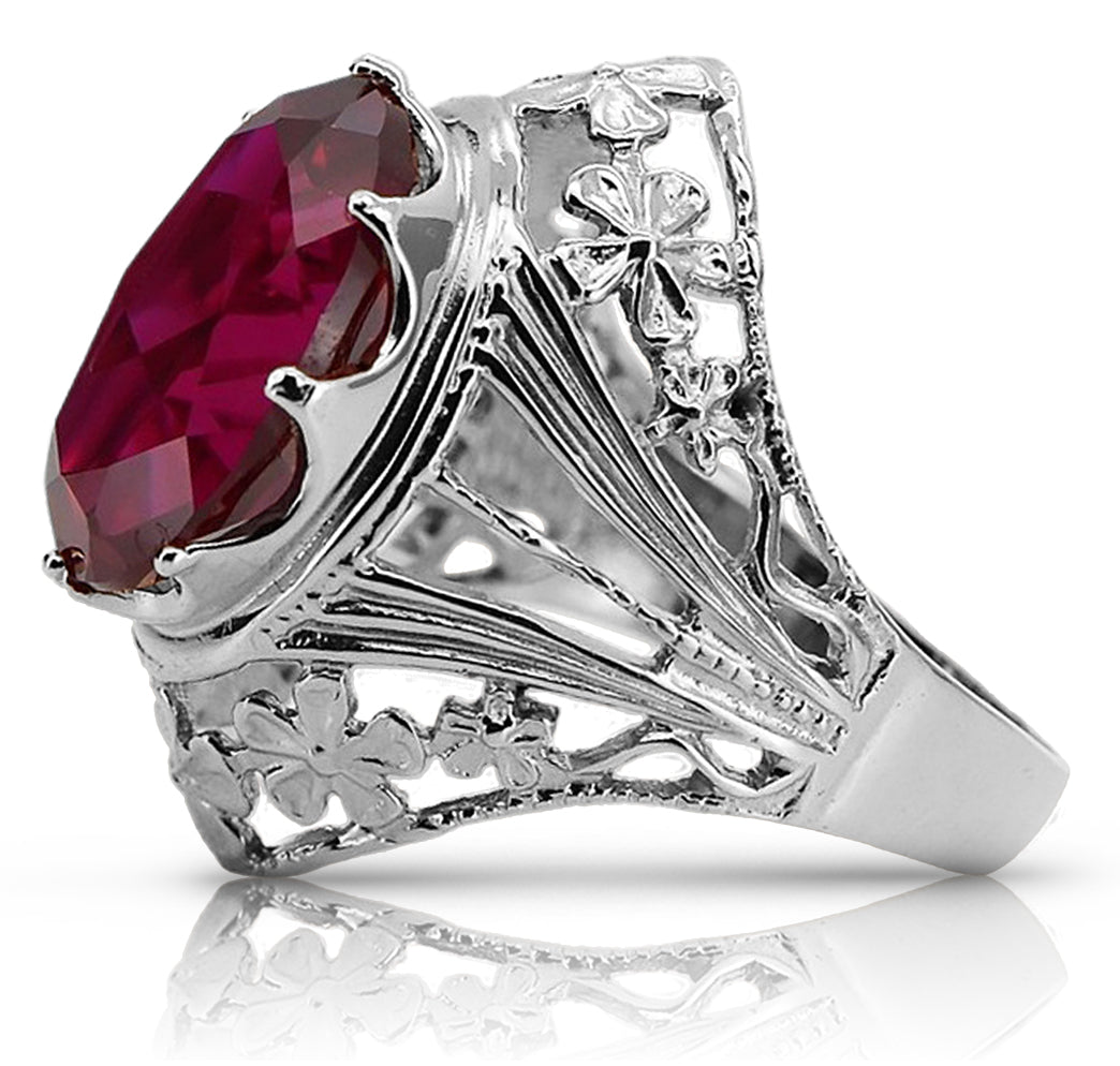 Vintage Ruby Ring in Sterling Silver (vrc031s-rb)