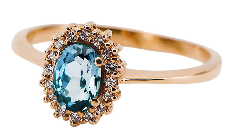 Vintage Aquamarine Craft Ring in 14K Rose Gold (crc009r-aq) — side view showing the setting