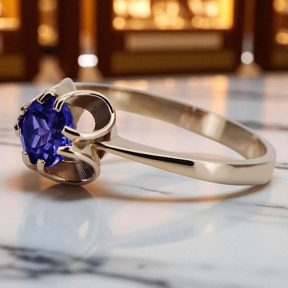 Vintage Sapphire Ring in 14K Rose Gold (vrc348r-sp)