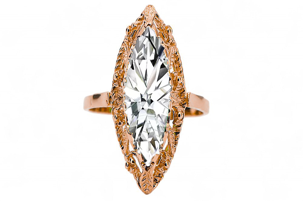 Vintage Zircon Ring in 14K Rose Gold (vrc005r-zi) — close-up of the hallmark on the inner band