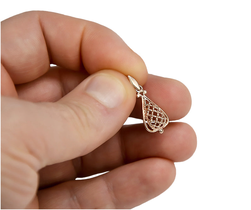 Vintage Leaf Pendant in 14K Rose Gold (vpn082) — view 4