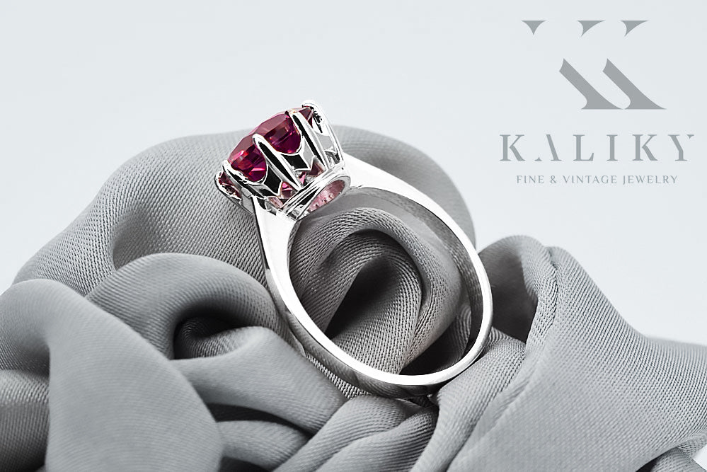 Vintage Ruby Ring in Sterling Silver (vrc157s-rb) — close-up of the hallmark on the inner band