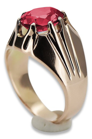 Vintage Ruby Ring in 14K Rose Gold (vrc016r-rb) — worn on the neckline, showing the drape